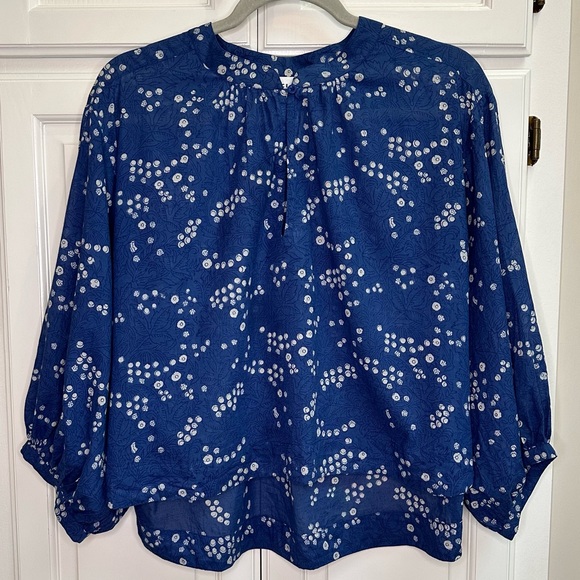Apiece Apart Topa Pop Over Top in Splattered Lapis Blue Size Medium - Picture 2 of 14